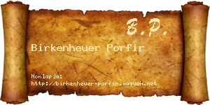 Birkenheuer Porfir névjegykártya